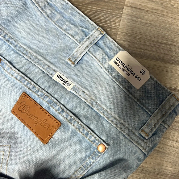 Wrangler high rise wide leg blue denim jeans size 35 PLUS NEW NWT - Picture 7 of 9